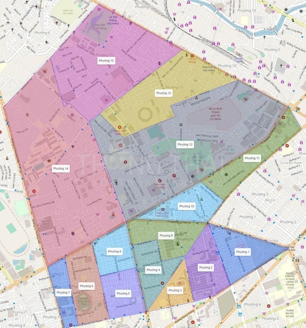 Map of District 10 in Ho Chi Minh